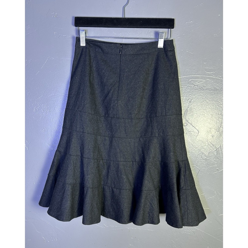 Teri Jon by Rickie Freeman charcoal grey wool trumpet/flounce skirt Size 6 - Picture 3 of 10